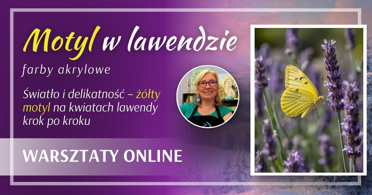 malowanie - warsztat - motyl w lawendzie